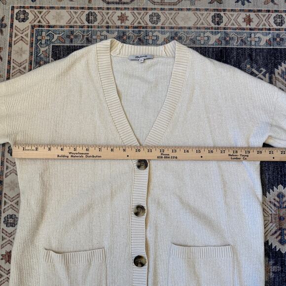 Madewell Asherton Waffle Cardigan Cream Sweater Wool Alpaca Blend Women’s XS - Picture 6 of 10
